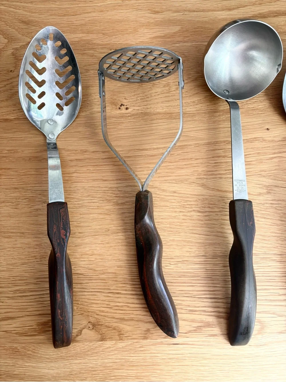 Cutco VINTAGE Stainless Steel Kitchen Utensil Set with Dark Wood Handles